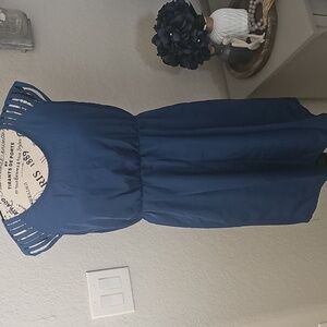 Chic Blue Sleeveless Midi Dress